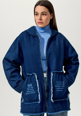 Джинсовая куртка на молнии с капюшоном