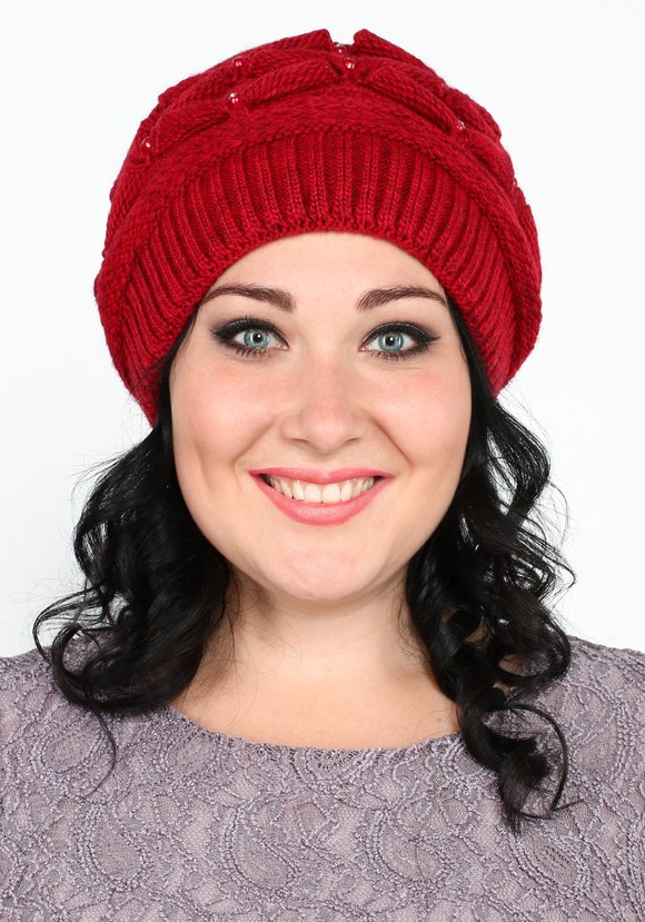 Шапка с вязанным рисунком и стразами шир.  580, рис. 2