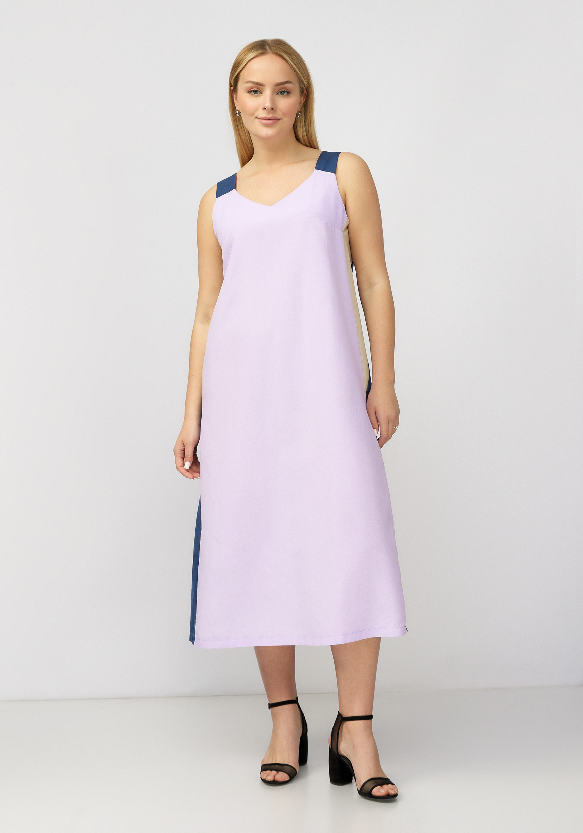 Сарафан с контрастными линиями Bianka Modeno, цвет фиолетовый, размер 56 - фото 5
