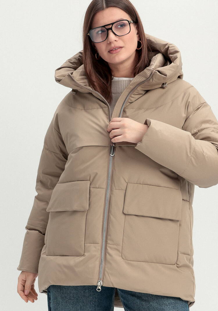 Пуховик стеганый с накладными карманами шир.  750, рис. 4