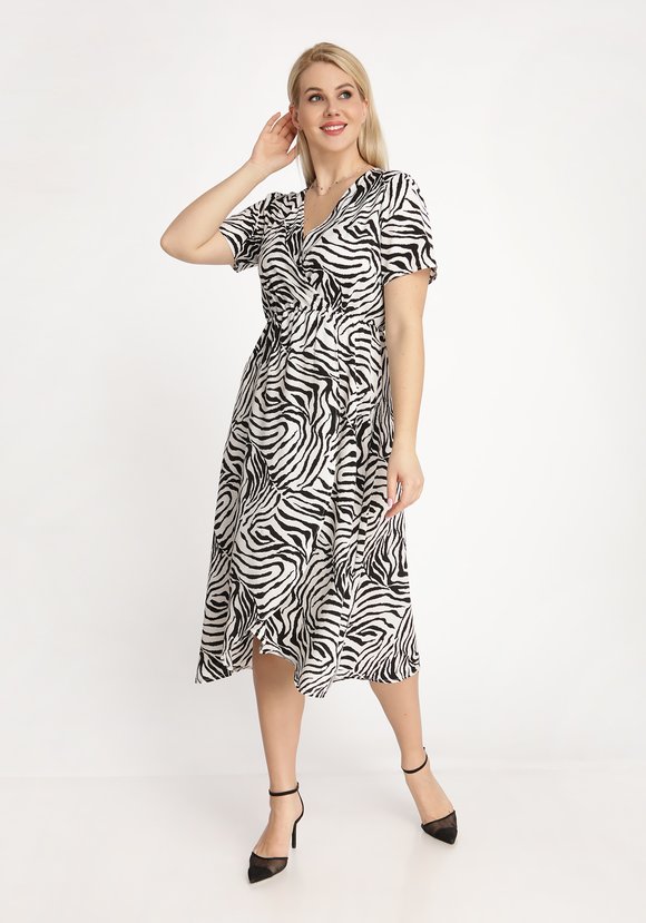 Платье с запахом с принтом Зебра шир.  580, рис. 1