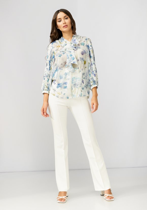 Блуза с бантом и плиссировкой по рукавам шир.  580, рис. 7