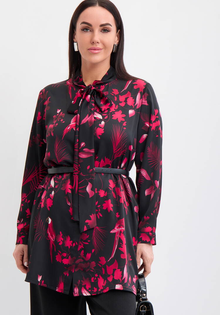 Туника с бантом и цветочным принтом шир.  750, рис. 1