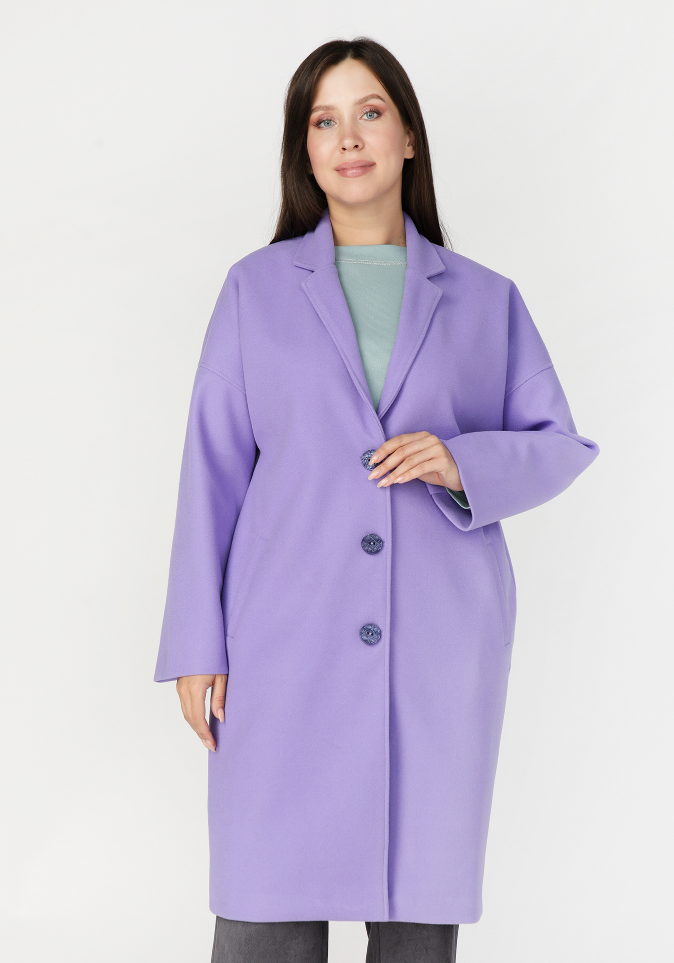 Пальто с круглым воротом Mio Imperatrice, цвет сиреневый, размер 50 - фото 2