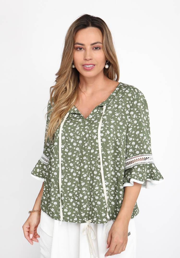 Блуза с двойной рюшей на рукаве шир.  750, рис. 3