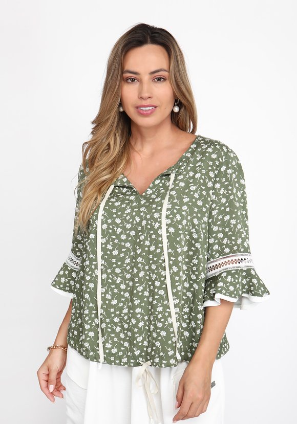 Блуза с двойной рюшей на рукаве шир.  580, рис. 3