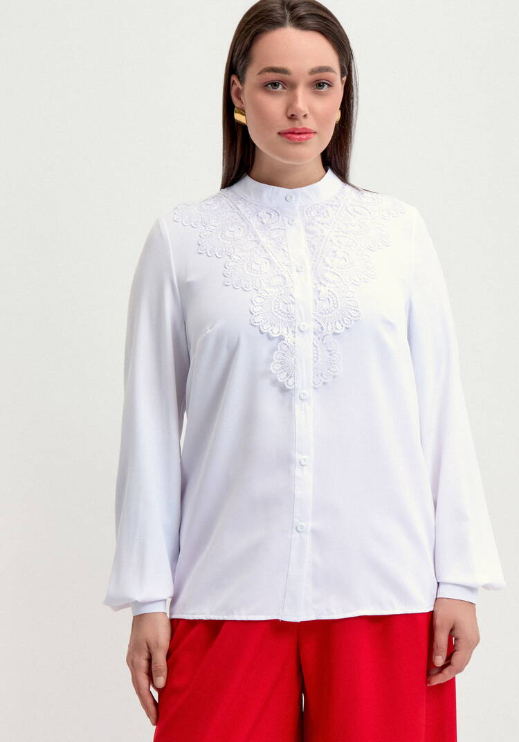 Рубашка с кружевной вставкой на груди шир.  750, рис. 4