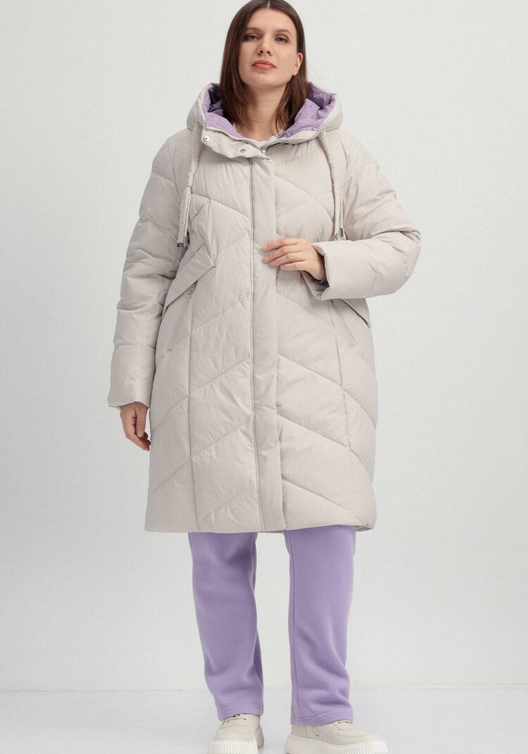 Пуховик с капюшоном и фактурной стежкой шир.  750, рис. 10