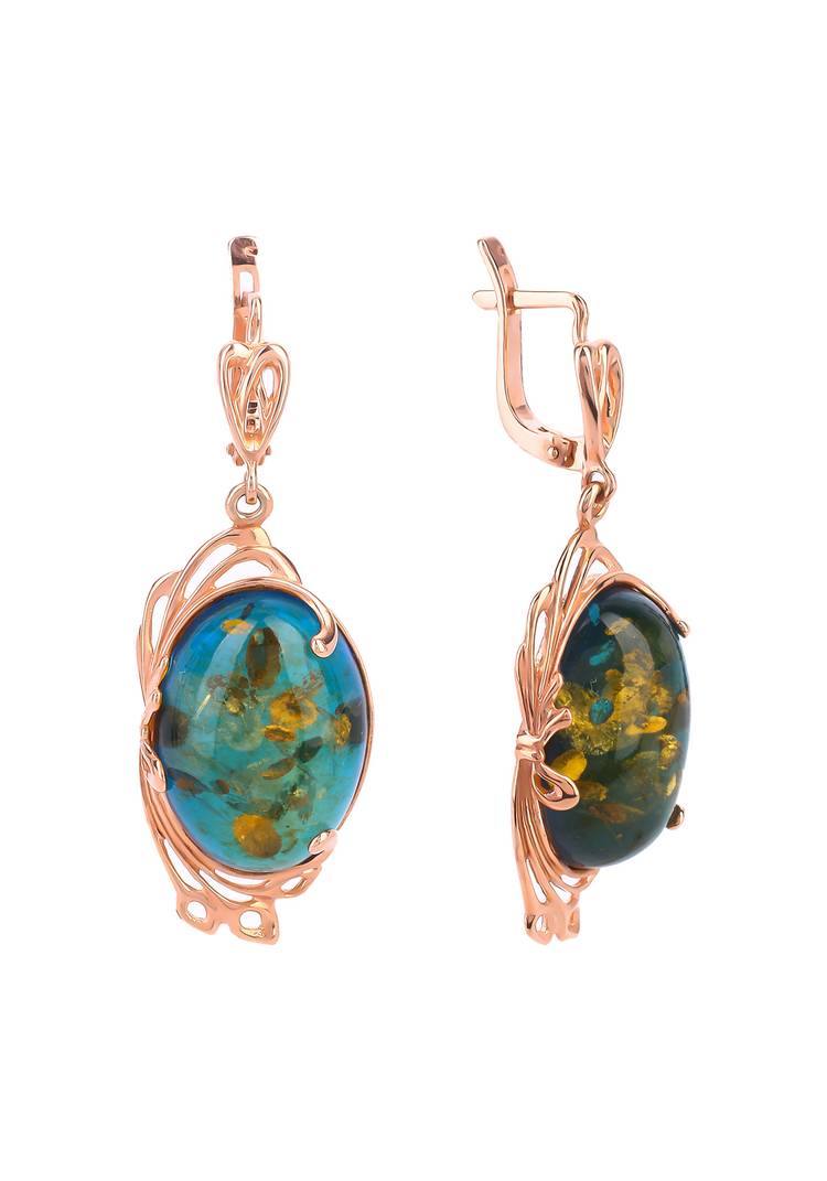 Серьги серебряные Янтарные грани шир.  750, рис. 6