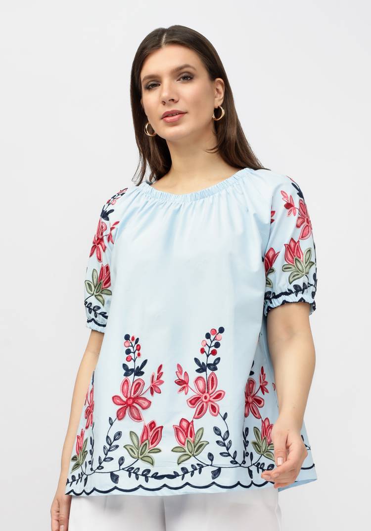 Блуза с купонной вышивкой шир.  750, рис. 1