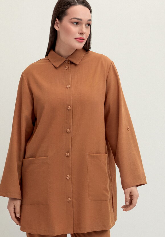 Рубашка на пуговицах свободного кроя шир.  580, рис. 28