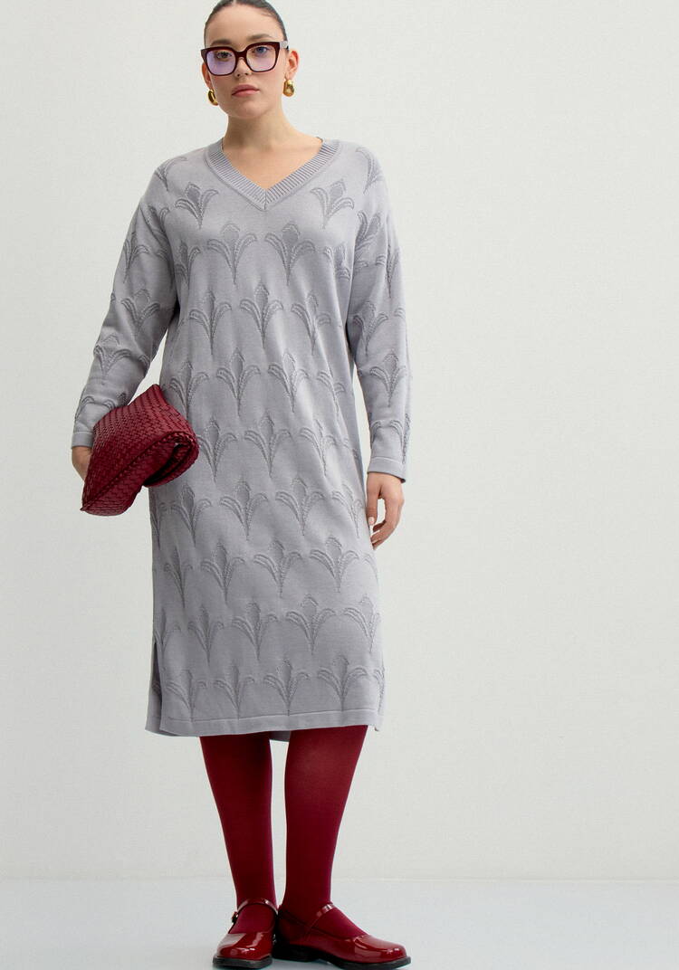 Платье миди с поясом и V-образным вырезом шир.  750, рис. 7