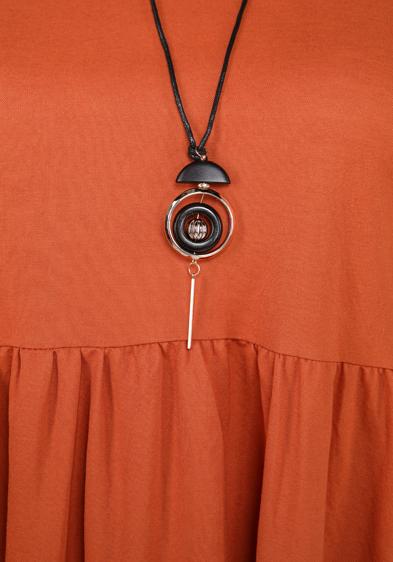 Платье однотонное свободного кроя миди Bianka Modeno, размер 50, цвет терракотовый - фото 9