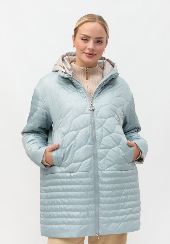 Куртка стеганая с контрастным капюшоном шир.  580, рис. 9