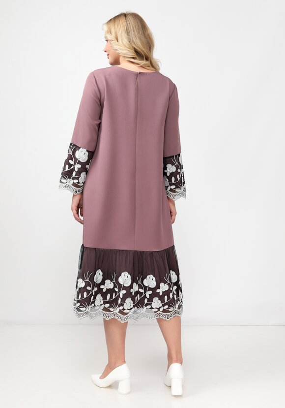 Платье А-силуэта с ажурной кокеткой шир.  580, рис. 3