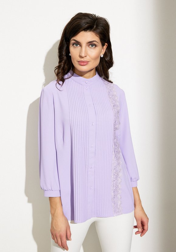 Блуза с защипами и ажурным кружевом шир.  580, рис. 1