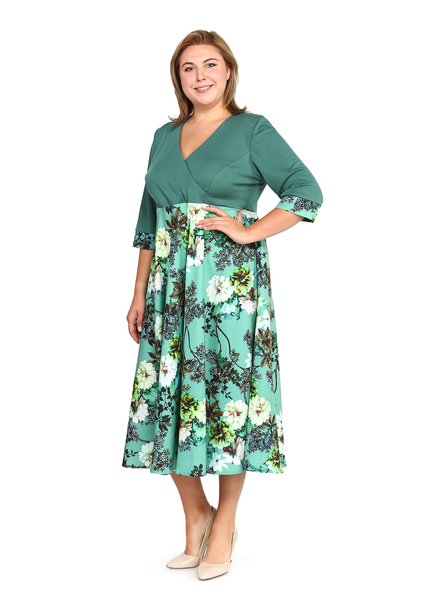 Платье "Дивный сад" Bianka Modeno, размер 50, цвет салатовый - фото 2