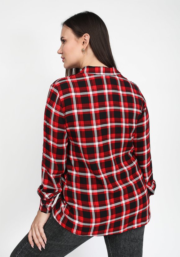 Блуза-рубашка прямого кроя в клетку шир.  580, рис. 6