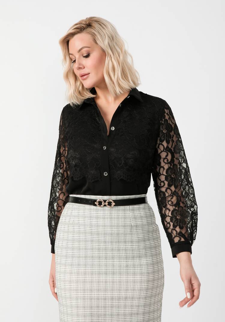 Блуза с ажурным кружевом на груди шир.  750, рис. 30