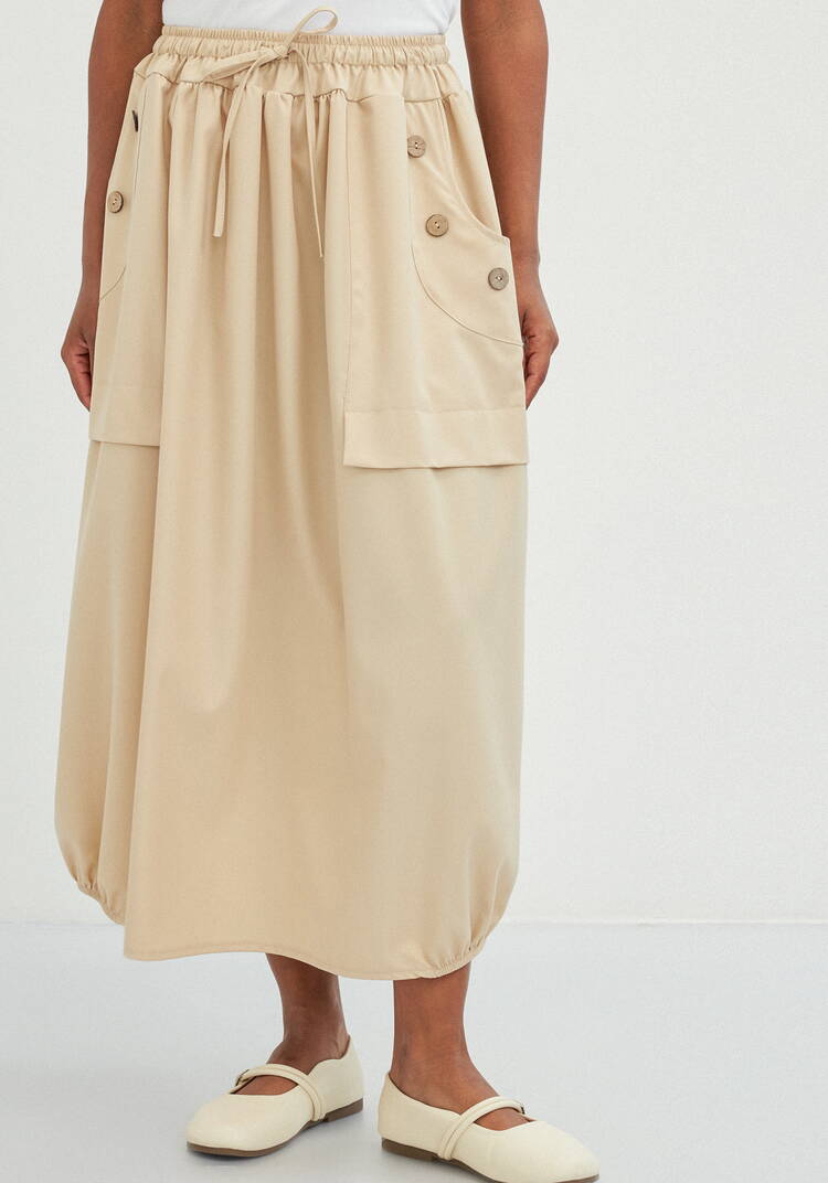 Юбка оригинального кроя с декором из пуговиц шир.  750, рис. 4