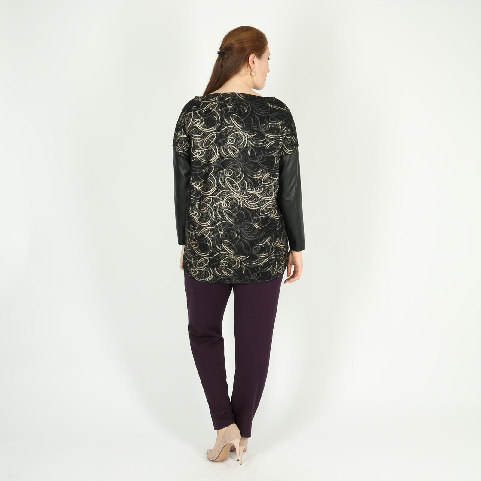 Блузка с округлым вырезом и молниями Ledy Di, размер 50, цвет черный - фото 9