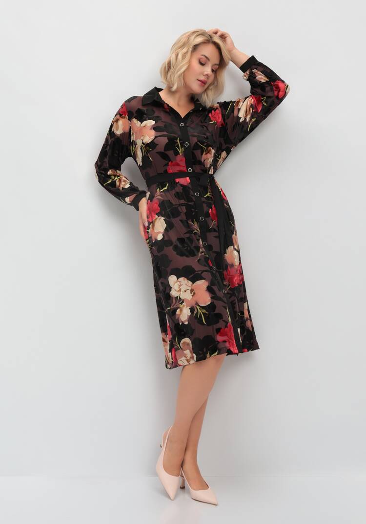 Платье-рубашка с цветочным рисунком шир.  750, рис. 10