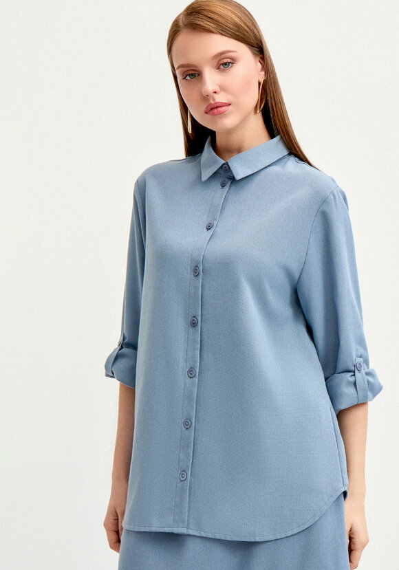 Рубашка на пуговицах изо льна шир.  580, рис. 1