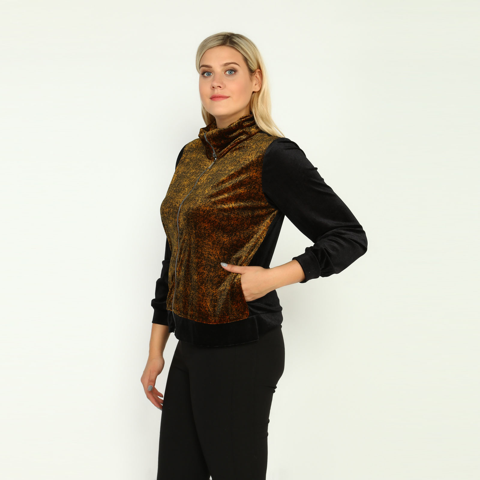 Куртка из комбинированного велюра Avrora, размер 56, цвет коричневый - фото 3