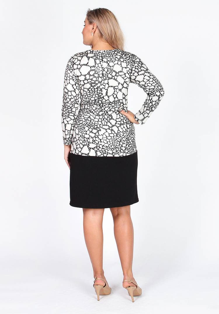 Платье-миди с принтом и контрастной вставкой шир.  750, рис. 5