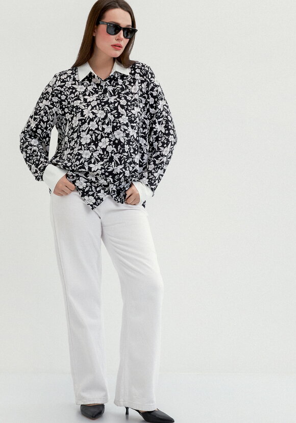 Блуза с контрастными манжетами и воротом шир.  580, рис. 6