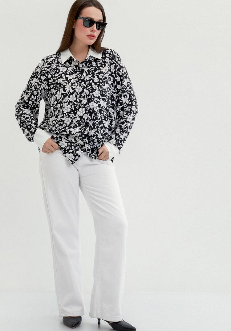 Блуза с контрастными манжетами и воротом шир.  750, рис. 6