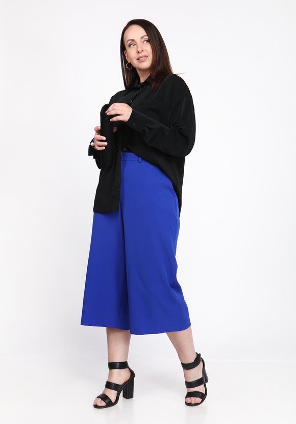 Брюки-кюлоты однотонные широкие шир.  580, рис. 15