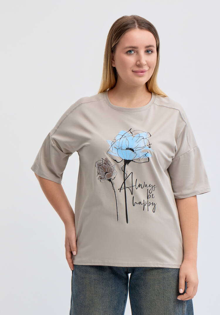 Футболка с флоральным принтом шир.  750, рис. 4