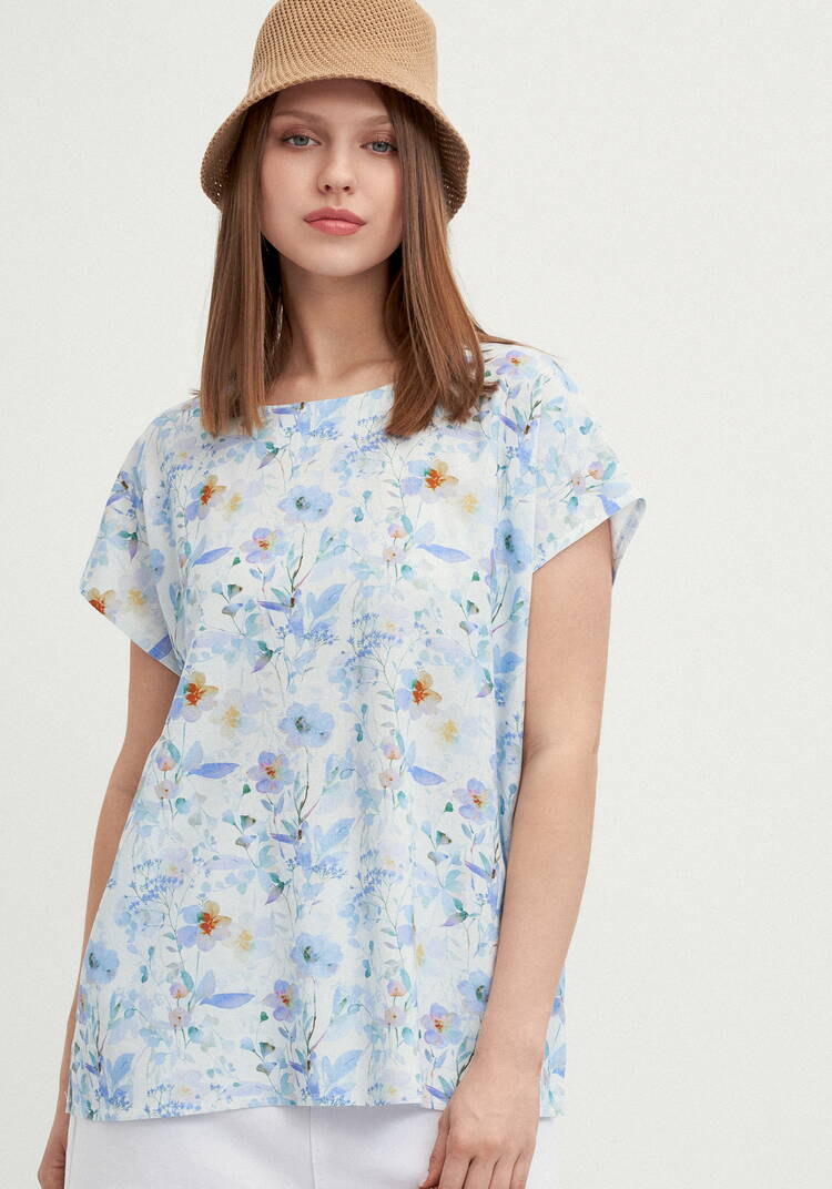 Блуза изо льна с коротким рукавом шир.  750, рис. 7