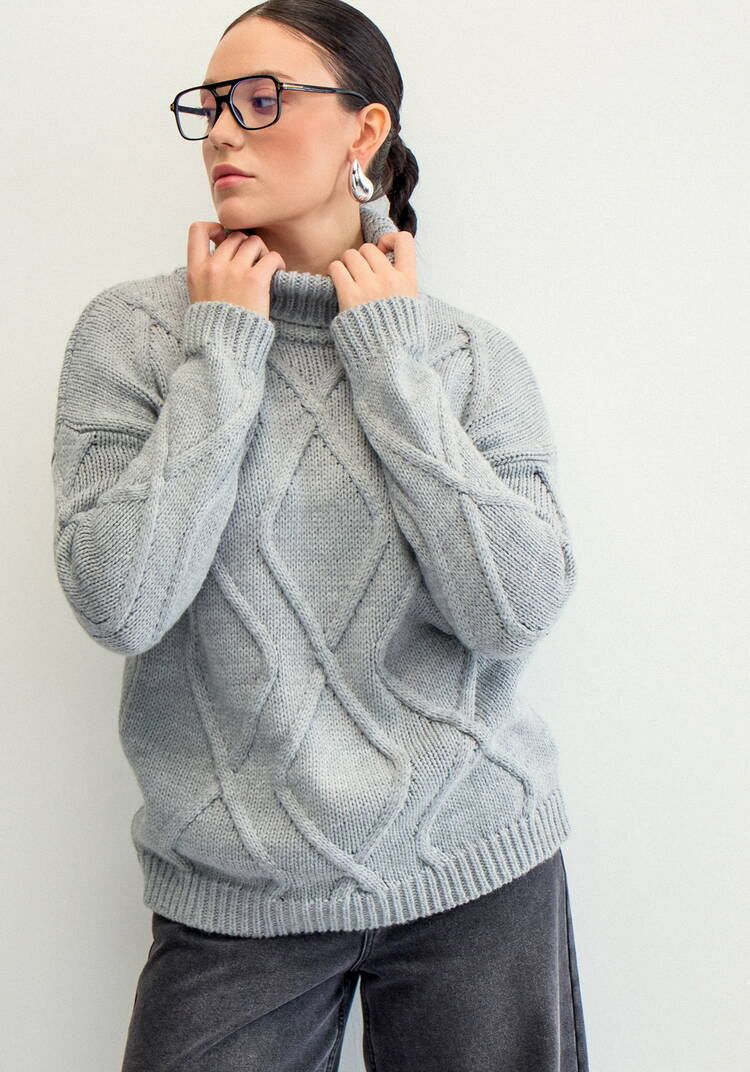 Свитер с объемными ромбами шир.  750, рис. 23