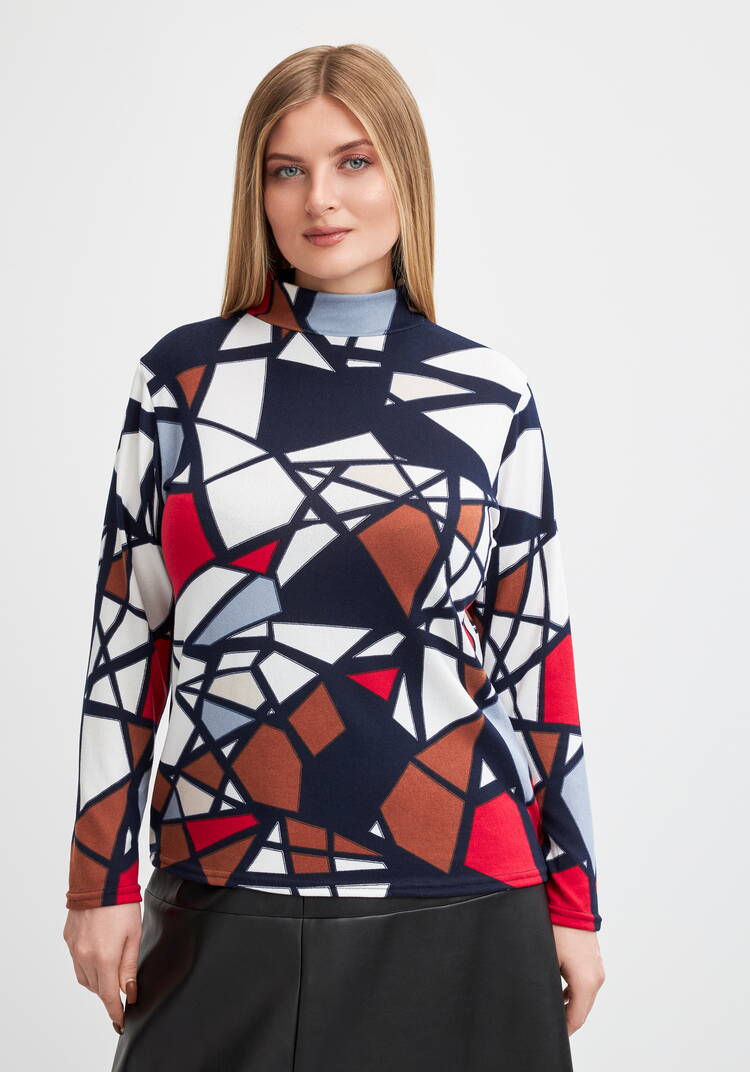 Джемпер-водолазка с абстрактным принтом шир.  750, рис. 4