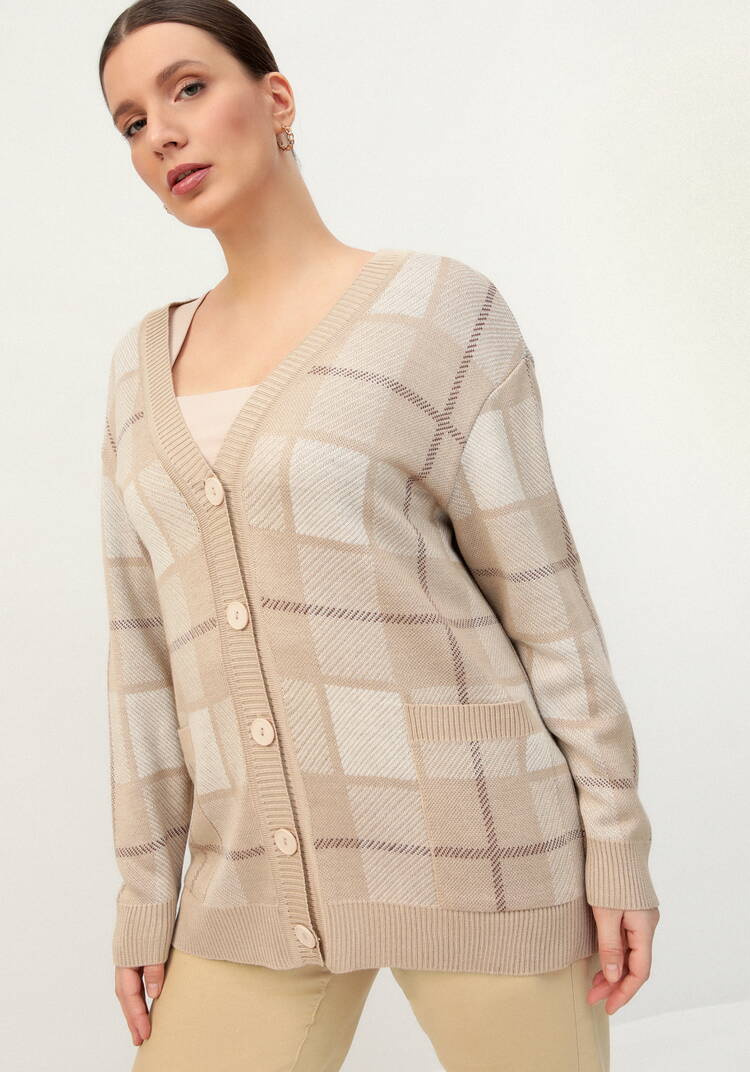 Кардиган с рисунком шахматная клетка шир.  750, рис. 15