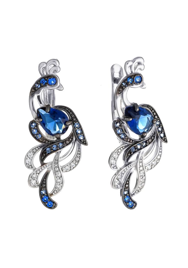 Серебряные серьги Волшебная птица шир.  750, рис. 2