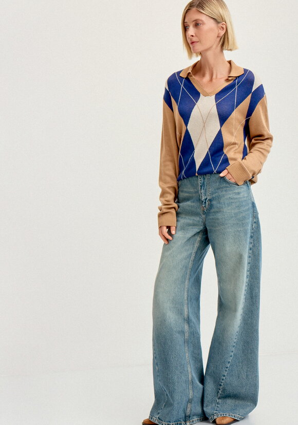 Джемпер с воротом-поло и ромбовидным узором шир.  580, рис. 14