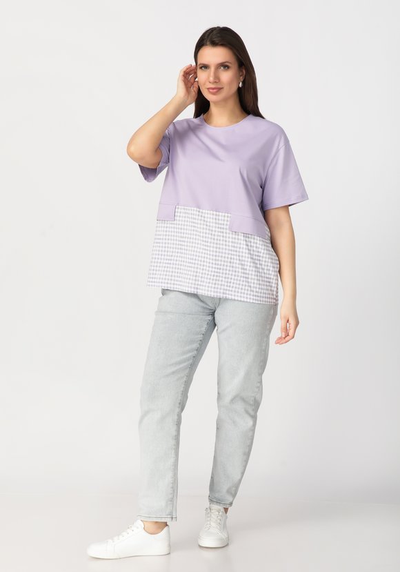 Блуза комбинированная из разных тканей шир.  580, рис. 2