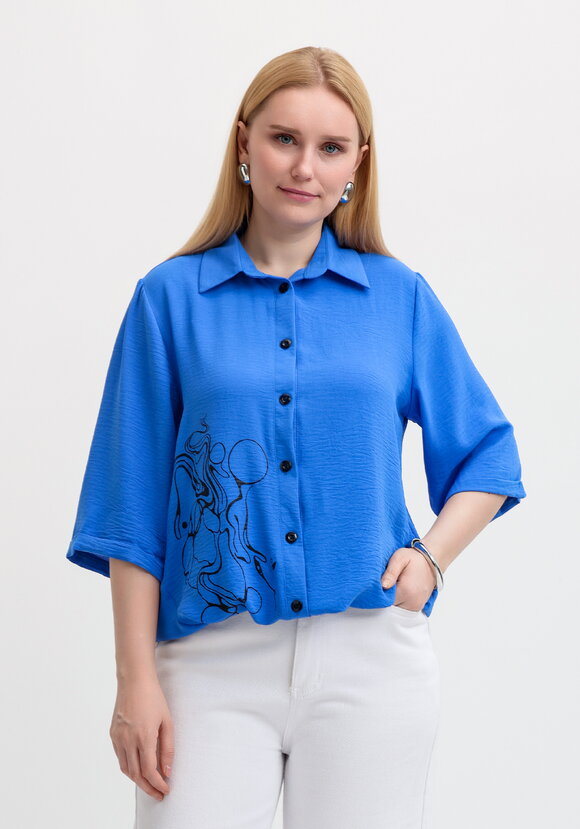 Рубашка с рукавом 3/4 и принтом шир.  580, рис. 7