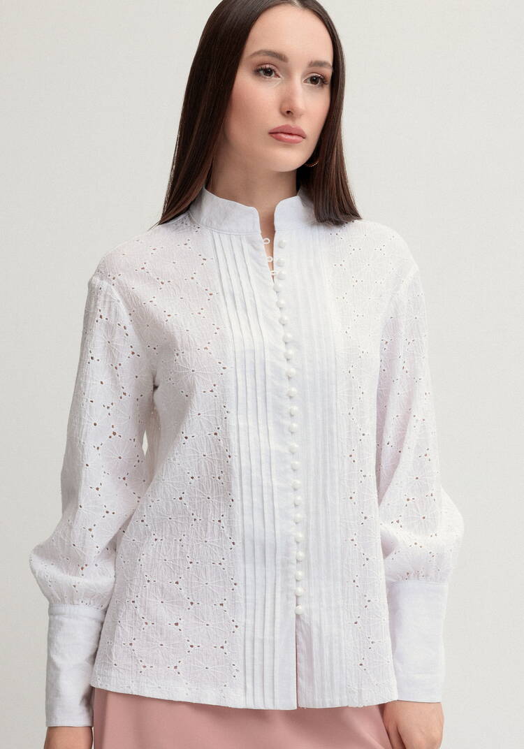 Блуза из шитья с жемчужными пуговицами шир.  750, рис. 16