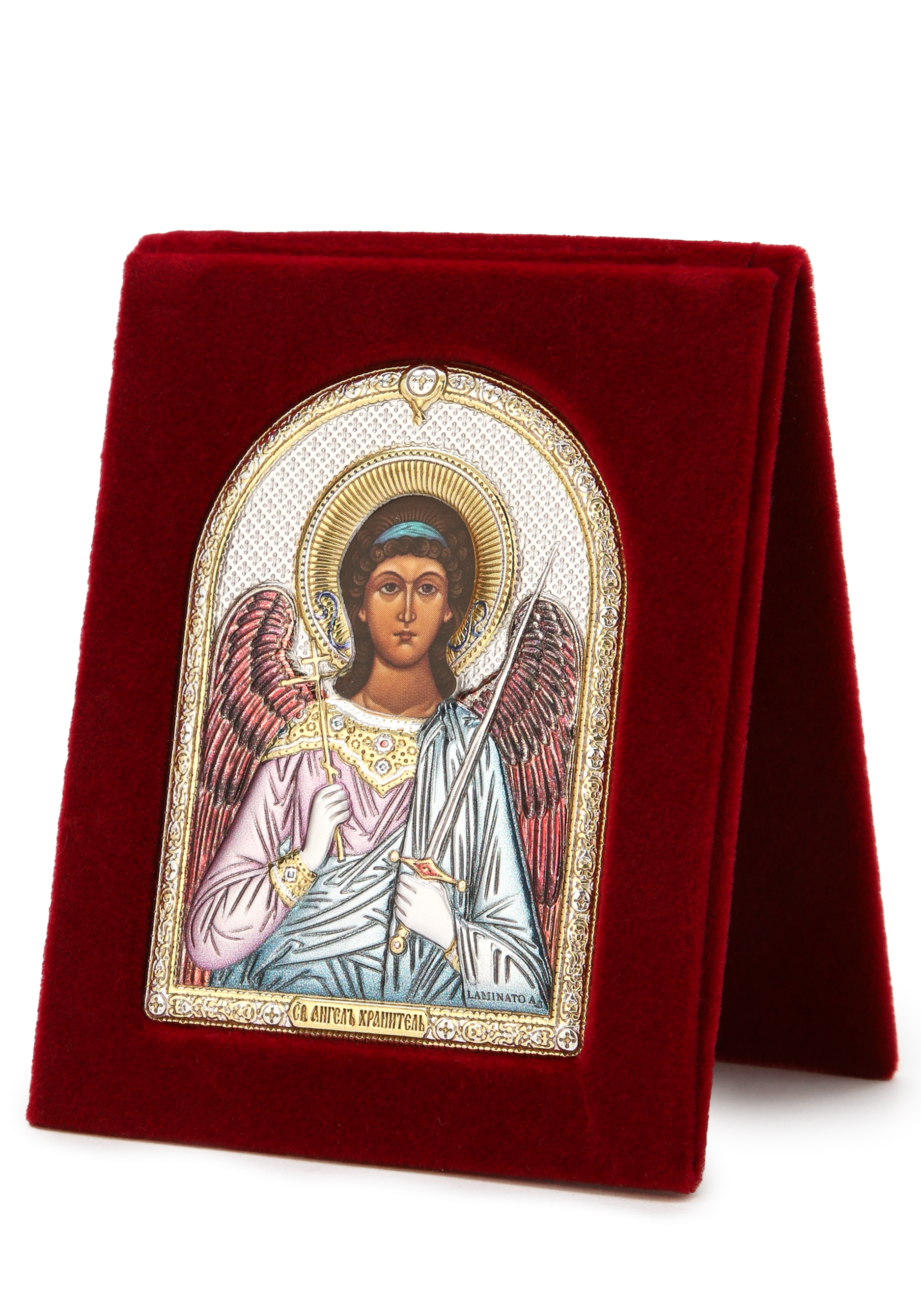 Икона  "Небесные покровители " с эмалью, 7*9 см