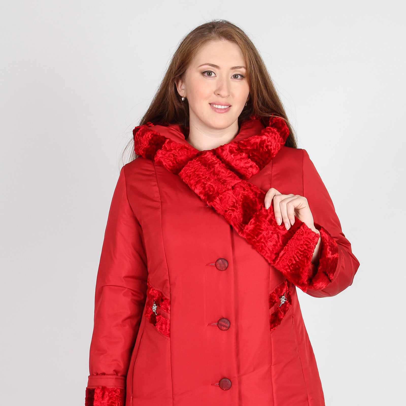 Куртка с декоративными вставками Mio Imperatrice, размер 60, цвет красный - фото 2