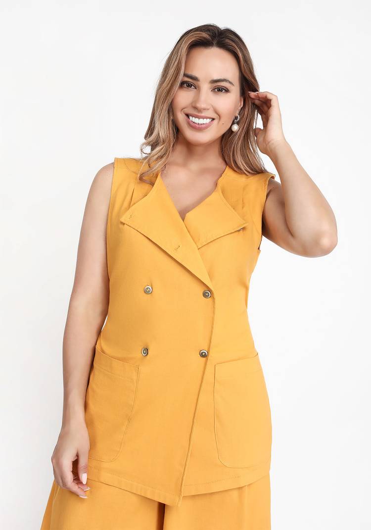 Жилет двубортный с поясом шир.  750, рис. 6