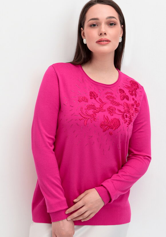 Джемпер с цветочной вышивкой и стразами шир.  580, рис. 30