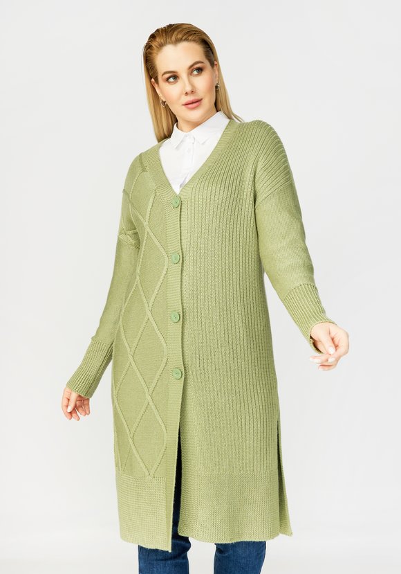 Кардиган с объёмным орнаментом шир.  580, рис. 1