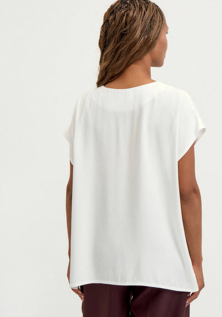 Блуза с коротким рукавом однотонная шир.  750, рис. 3