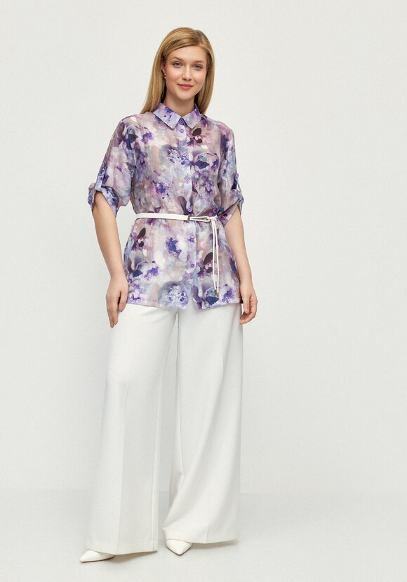 Блуза изо льна Цветочная соната шир.  580, рис. 2