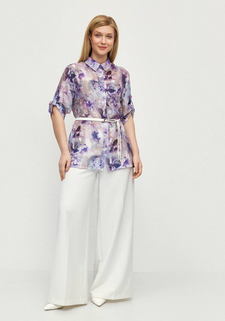 Блуза изо льна Цветочная соната шир.  750, рис. 2